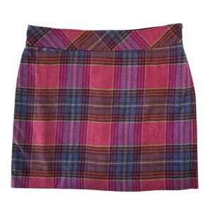 LL Bean Plaid Wool Blend Straight Skirt Andover Dark‎ Fuchsia (Size 20 Petite)